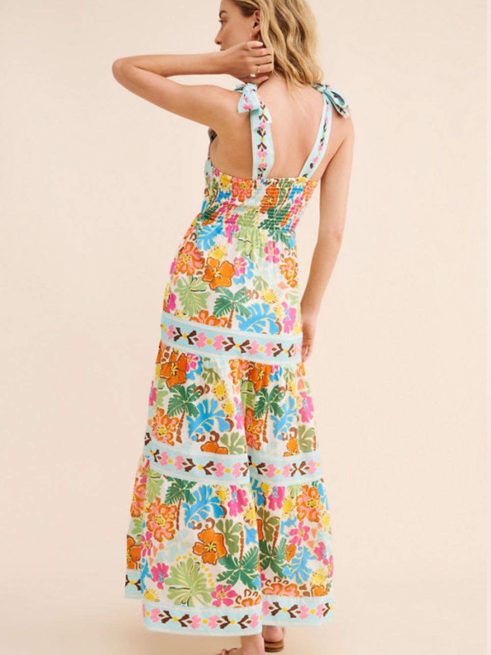 Beach Riot Charlotte Beach Tie-Shoulder Maxi Dress Large $178 100% Cotton Vacay - Picture 3 of 8